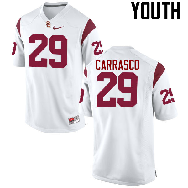 Youth #29 Kevin Carrasco USC Trojans College Football Jerseys-White - Click Image to Close